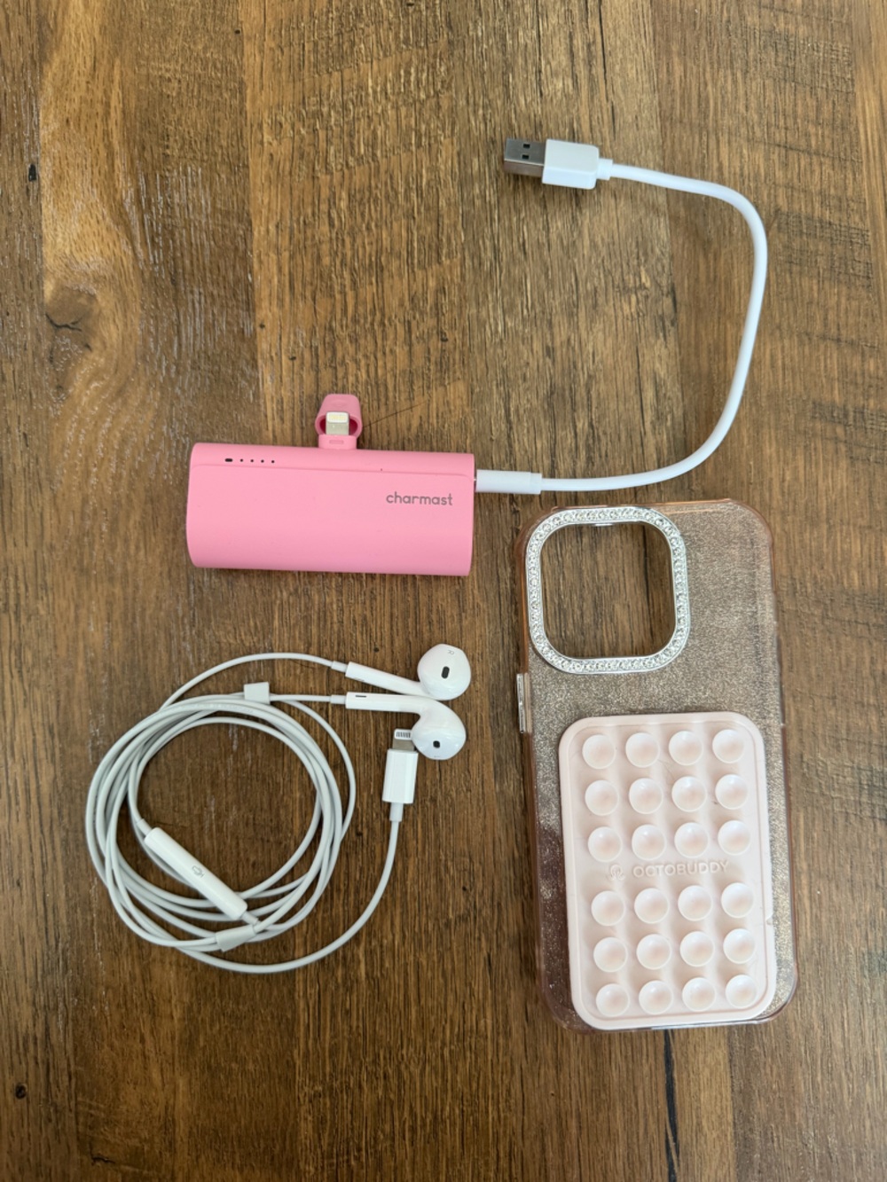 NWOT* iPhone 14 Pro Set- Pink Power Bank, Headphones, Phone Case W/Octobuddy - Picture 2 of 3